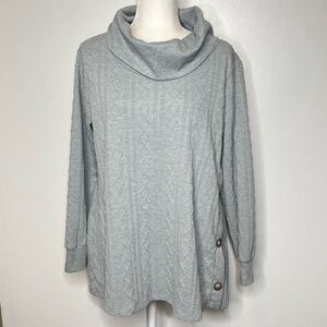 French Laundry Gray Knit Sweater Long Sleeve Large Cowl Neck